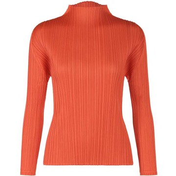 三宅褶皺高領T恤長袖打底衫秋季純色百搭氣質簡約上衣高級感內搭