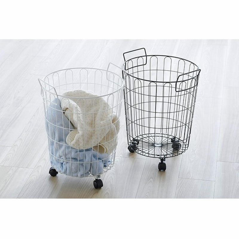 ランドリーバスケット ワイヤー キャスター付き 洗濯カゴ 脱衣かご 丸 洗濯物入れ 白 黒 おしゃれ コンパクト ランドリー収納 燕三条 ランドリーボックス 通販 Lineポイント最大get Lineショッピング