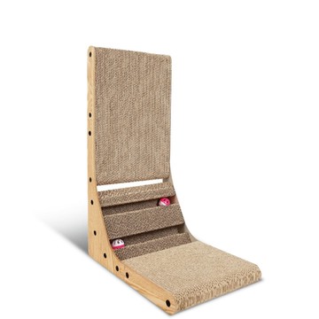 【文創集】貓抓板系列-直立式Ｌ型雙鈴鐺高抓板組合(內附鈴鐺球)