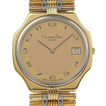 【日本直輸】Christian Dior 迪奧 Date 手錶 45.15.01 鍍金 石英 指針式顯示 金色錶盤 男士【二手】