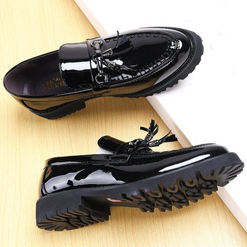 發型師鞋子男士英倫商務休閑皮鞋男韓版潮流亮面男鞋流蘇小皮鞋男