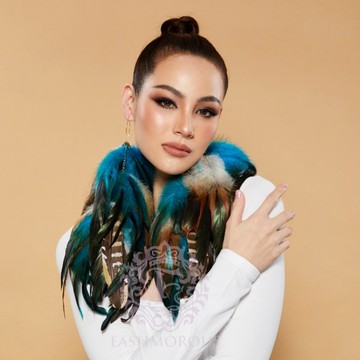 羽毛耳環 華麗的藍松石色、棕色垂墜耳環 獨特耳環