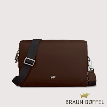 【BRAUN BUFFEL 德國小金牛】台灣總代理 斯萊特-A 橫式斜背包-培土棕/BF565-62-POS