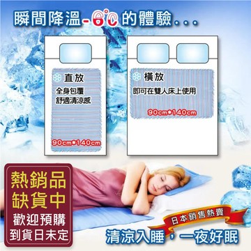 新品上市!!精品嚴選~日本熱賣~冰Cool降溫↓涼感凝膠床墊！超重(90*140cm)一床+兩枕！正宗冷凝墊