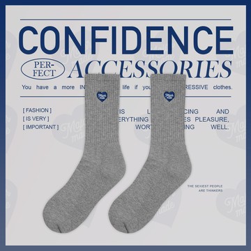 愛心刺繡厚實長襪