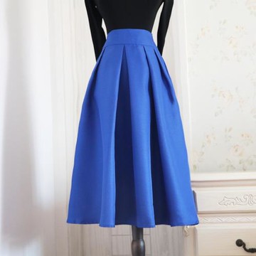 春秋新赫本復古百褶蓬蓬半身裙女A字中長款過膝高腰顯瘦大擺傘裙