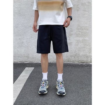 GROZNY美式重磅休閑短褲灰色純棉運動380g五分高街男女寬松情侶夏