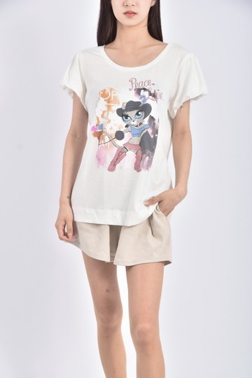 (M) hangten棉質純棉帽劍客白色短袖上衣