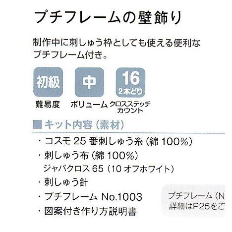 ルシアン コスモ LECIEN 刺しゅうキット 和もようのクロスステッチ プチフレームの壁飾り 青海波 2812