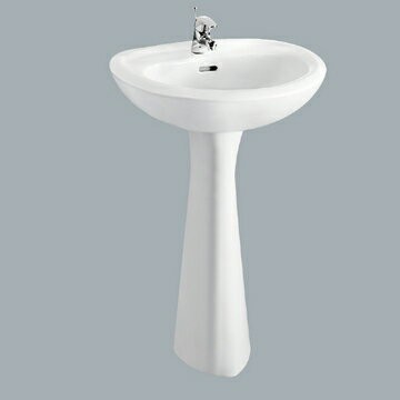 HCG香格里拉增安全單孔洗臉盆白長柱/不含水龍頭/L367SR+F358