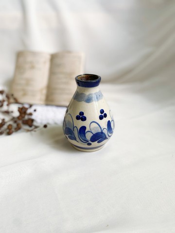 【好日戀物】德國帶回手作鹽釉手繪鈷藍色花紋瓶罐