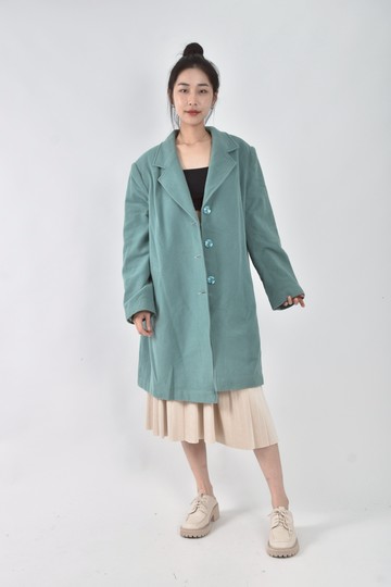 (XL) 秋冬大衣綠色外套