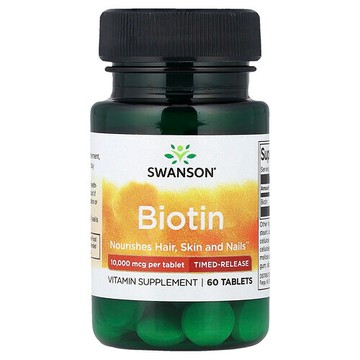 Swanson Vitamins, 生物維生素，緩釋，10,000 微克，60 片