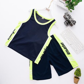 GILE男童套裝夏季2022年中大童籃球衣運動速干短袖短褲男夏裝