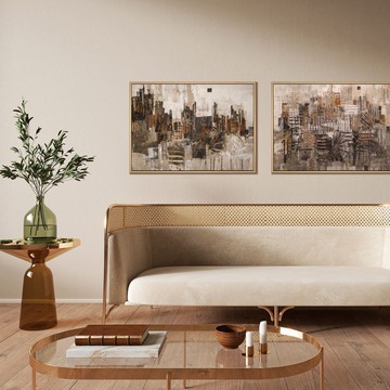 【聯畫優惠組合】虛實兩幅聯畫組合/幾何客廳掛畫/臥室掛畫