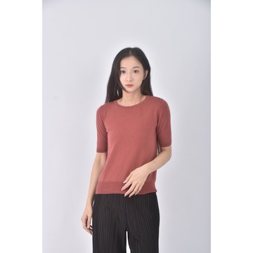 (S) uniqlo質感羊毛純羊毛紅色短袖上衣二手衣