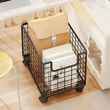 書包置物架學生書本收納筐辦公室文件整理架教室桌邊帶輪儲物架子ws7251