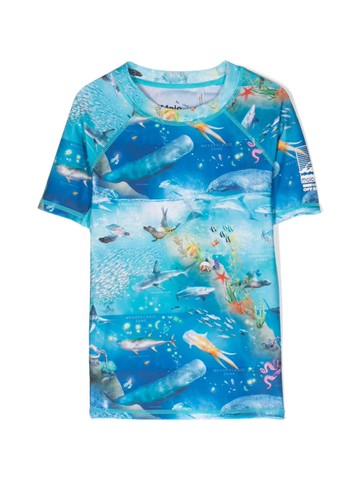 Molo - Neptune ocean-print T-shirt - kids - Recycled Polyester/Elastane - 98-104 - Blue