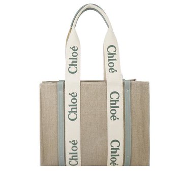 Chloe Woody tote bag帆布托特包(中號/藍綠)