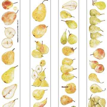 大梨子 塩顔水彩 果物 PET 割型貼紙 和紙膠帶 5米卷 (kiss-cut)