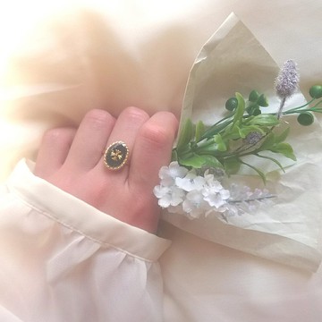 復古徽章戒指復古風格徽章戒指（海軍免費尺寸）