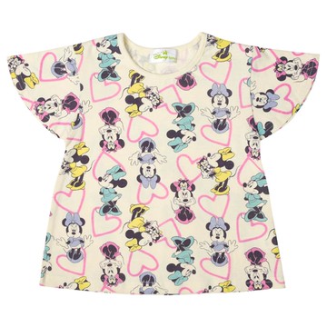 akachan honpo - 短袖T恤-米妮滿版圖案-象牙白色