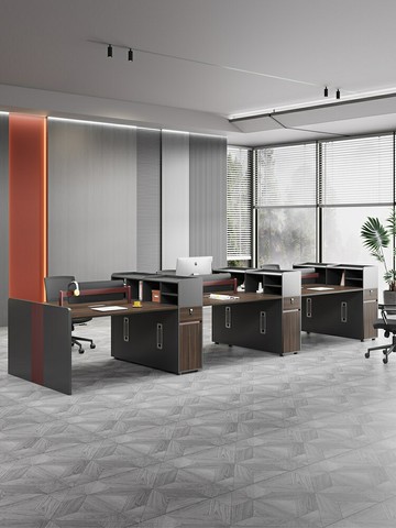 含運  辦公桌椅組合簡約現代4/6人工位財務辦公室桌雙人卡位創意職員桌