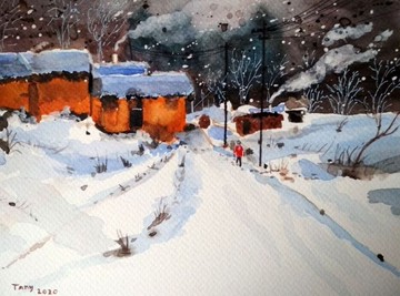 冬日村莊的夜晚