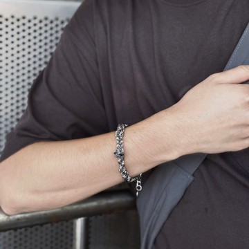 鈦鋼手鍊 連結  中性 男性 胎毛手鍊 寵物毛