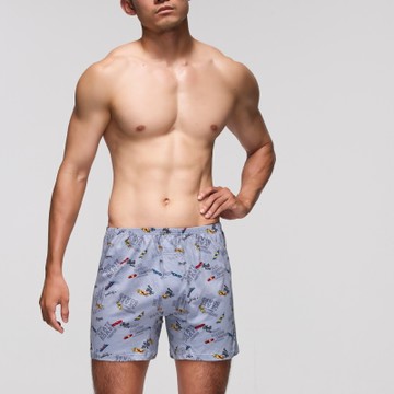 DADADO-滑板之冠 4L印花四角男內褲(灰) 天然絲光棉-吸濕排汗-GHQ414GY