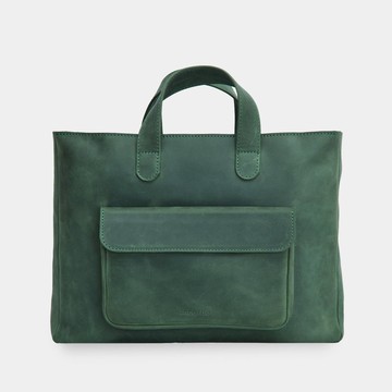 綠色皮革可轉換式筆記型電腦包 適用於13-14吋筆記型電腦