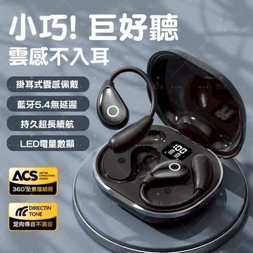 🚚【雙認證】不入耳耳機 藍芽耳機 質感荔枝紋 耳掛式藍芽耳機 強勁低音 運動耳機 舒適不夾耳 開放式藍牙耳機 降噪耳機