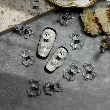 💚Hannah💛2026新款穿戴甲配飾材料DIY配件美甲裝飾網紅衕款冰透果凍熊美甲飾品超萌少女心卡通立體彩繪熊指甲飾