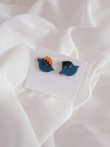 排球少年 影日 烏鴉軟陶耳環