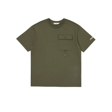 FILA #復古飛馳 中性短袖圓領T恤-墨綠 1TEZ-5410-OV