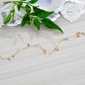 閃閃發光的小 Herkimer 鑽石腳鍊