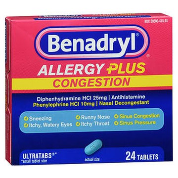 Benadryl Allergy Plus Congestion Tablets 24 Tabs by Benadryl