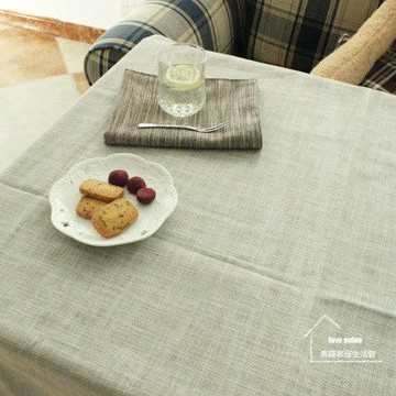【協貿】時尚簡約百搭棉麻素色淺灰桌布