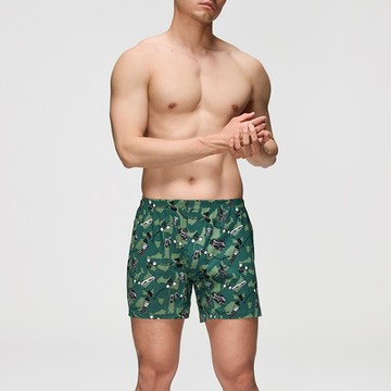 DADADO-騎遊台灣 4L印花四角男內褲(綠) 天然絲光棉-吸濕排汗-GHQ426GR