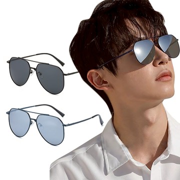 ALEGANT - 時尚舒適彈力飛官寶麗來偏光墨鏡│UV400太陽眼鏡│暗影黑│藍水銀