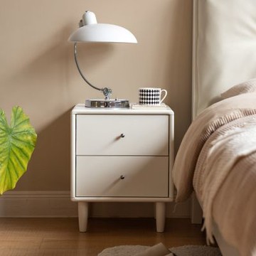 源氏木語白月光奶油風橡膠木實木床頭櫃0.4MA246A07-(H014407044)