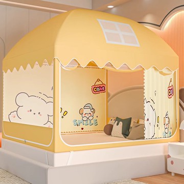 蚊帳 睡簾 新款兒童防摔蚊帳家用臥室蒙古包床簾一體式帳篷嬰兒防止掉床S056快速出貨
