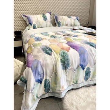 卡通童趣高端天絲夏被四件套夏季冰絲滑裸睡涼感空調被可機洗薄被