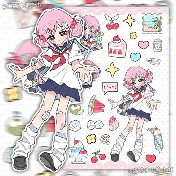 本場熱賣😊新款 升級】24大張夏日少女拼貼ins風簡約手賬拼貼貼畫自粘咕卡