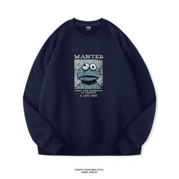 復古圓領衛衣男2025春秋加絨潮ins寬松休閑百搭無帽學生上衣外套