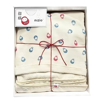 nIZio 招福連帽斗篷浴巾 棉紗  小小兔 桃紅色 + 藍色  1條