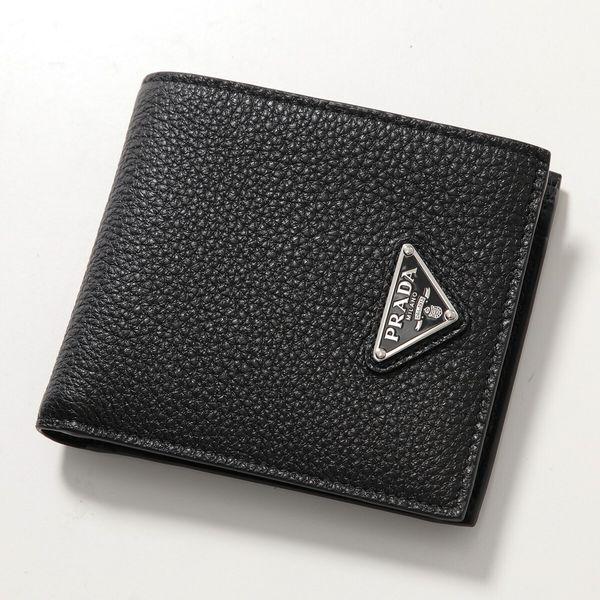 【大人気】PRADA◆レザー スモール 二つ折りウォレット ロゴ Black/Hibiscus Small Saffiano Leather Wallet | PRADA