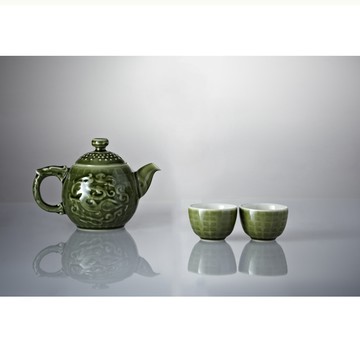 乾唐軒活瓷 | 勢在必得茶具組 / 綠釉 / 一壺+二杯