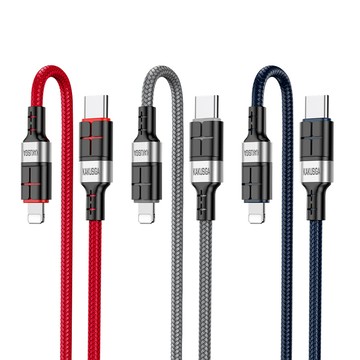 KAKUSIGA PD20W抗彎折超級快充線 Type-C to Lightning 鋁合金傳輸充電線(1.2M)