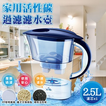 【ENNE】家用活性碳過濾濾水壺2.5L/附濾芯(1壺1濾芯/冷水壺/飲水壺)(K0292)
